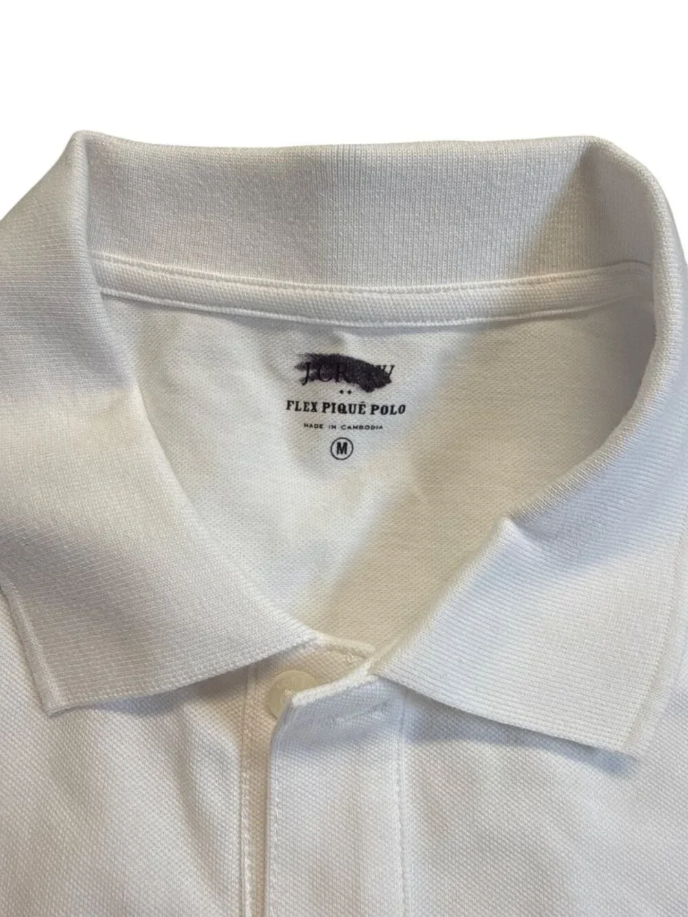 J Crew Mens Flex Pique Polo Shirt~Size Medium~White Classic Fit NWD L10 12